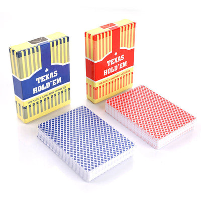 Red Blue Classic Texas 100% Plastic Playing Cards Poker Size Jumbo Index -10 Decks - The Poker Store .Com