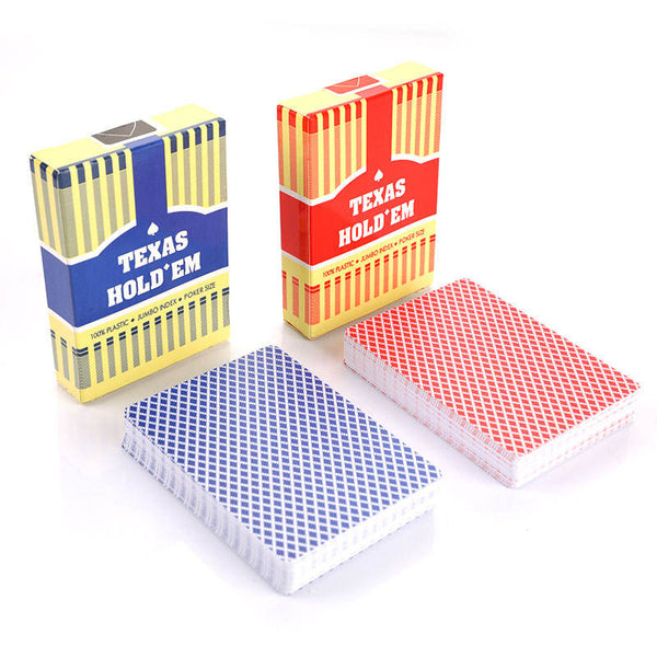 Red Blue Classic Texas 100% Plastic Playing Cards Poker Size Jumbo Index -10 Decks - The Poker Store .Com