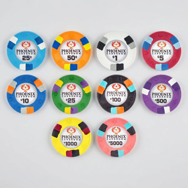 600 Phoenix Card Room 10 Gram Pure Clay Poker Chips