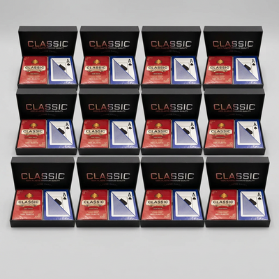 1 Dozen 12 Sets Red Blue Classic 100% Plastic Playing Cards Bridge Size Jumbo Index