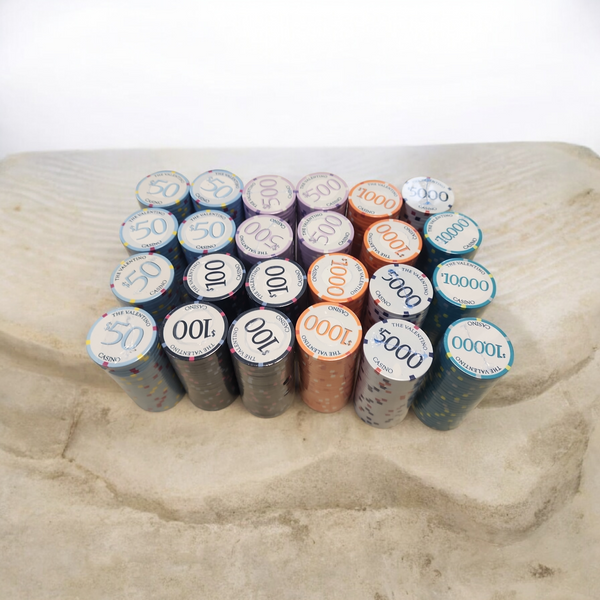 Tournament Setup Casino Valentino Ceramic 600 Poker Chips Special Price