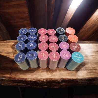 Tournament Setup 600 Rustic Ceramic Poker Chips Special Price