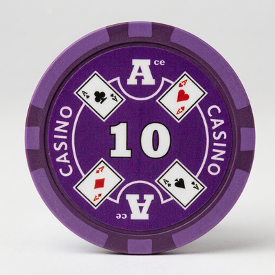 $10 Ace Casino Smooth 14 Gram Poker Chips Roll of 25