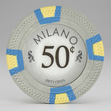 $0.50 Milano 10 Gram Pure Clay Poker Chips Roll of 25