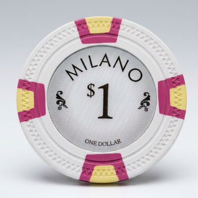 $1 Milano 10 Gram Pure Clay Poker Chips Roll of 25