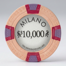 $10,000 Milano 10 Gram Pure Clay Poker Chips Roll of 25