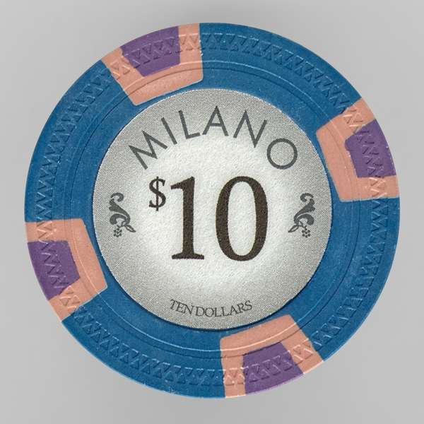 $10 Milano 10 Gram Pure Clay Poker Chips Roll of 25