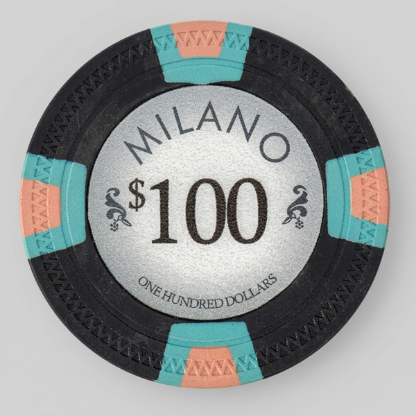 $100 Milano 10 Gram Pure Clay Poker Chips Roll of 25
