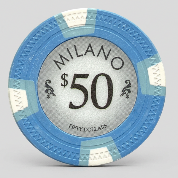 $50 Milano 10 Gram Pure Clay Poker Chips Roll of 25