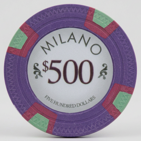 $500 Milano 10 Gram Pure Clay Poker Chips Roll of 25
