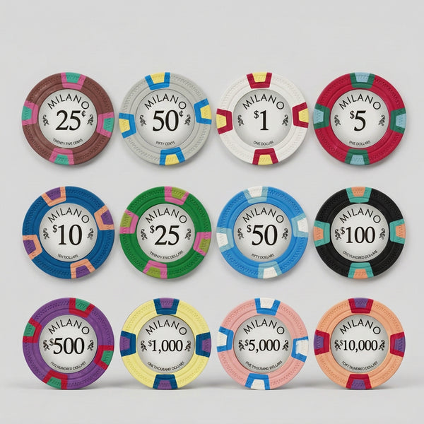 200 Milano 10 Gram Pure Clay Poker Chips Bulk