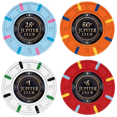 Low Stakes 500 PC Jupiter Club 43mm Pure Clay Poker Chips