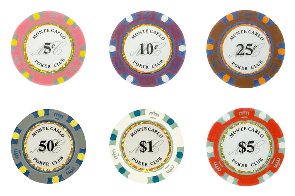 500 Micro Stakes Cash Game Monte Carlo Smooth Poker Chips Bulk 5 Cent/10 Cent Blinds