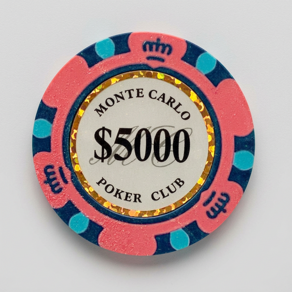 $5000 Five Thousand Dollar Monte Carlo Smooth 14 Gram Poker Chips