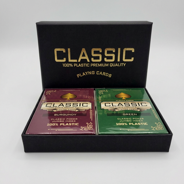 Green Burgundy Classic Ten 100% Plastic Playing Cards Poker Size Jumbo Index