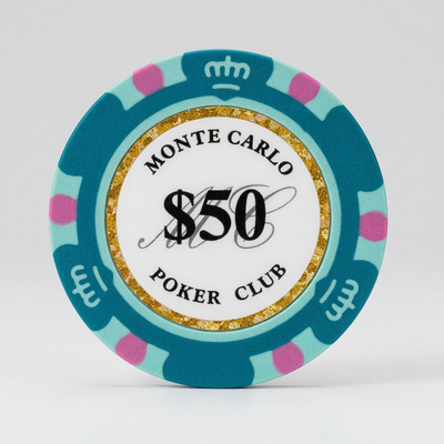 $50 Fifty Dollar Monte Carlo Smooth 14 Gram Poker Chips