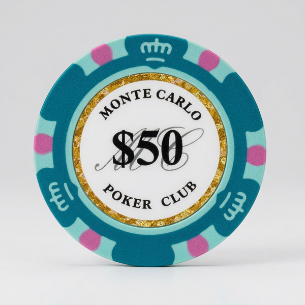 $50 Fifty Dollar Monte Carlo Smooth 14 Gram Poker Chips