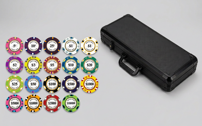 600 Monte Carlo Smooth 14 Gram Poker Chips with Heavy Duty Aluminum Case