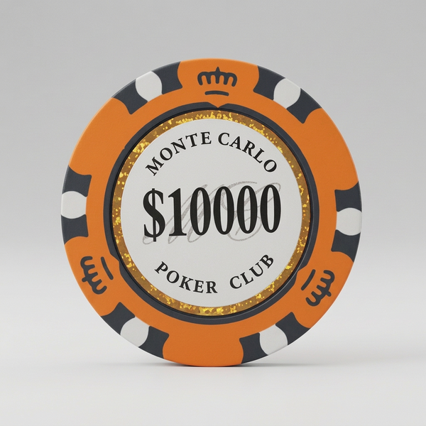 $10000 Ten Thousand Dollar Monte Carlo Smooth 14 Gram Poker Chips