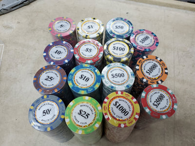 150 Monte Carlo Smooth 14 Gram Poker Chips Bulk