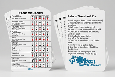 Rank of Poker Hands - 10 Plastic Cards