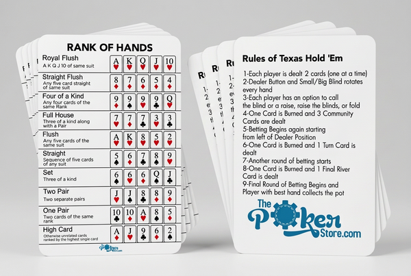 Rank of Poker Hands - 10 Plastic Cards