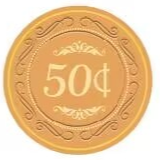 50 Cents Rustic Ceramic Poker Chips