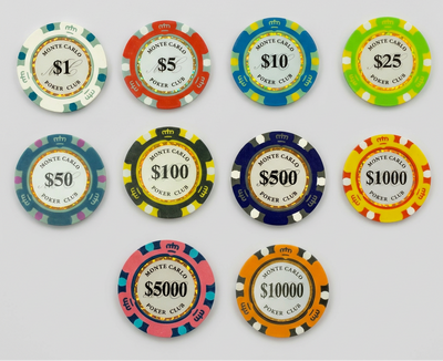 Sample Pack Monte Carlo Smooth 14 Gram Poker Chips 10 Chips