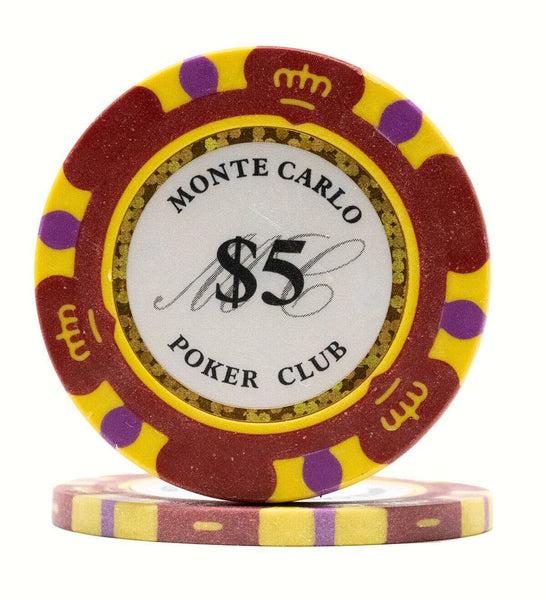 500 Monte Carlo Smooth 14 Gram Poker Chips with Aluminum Case