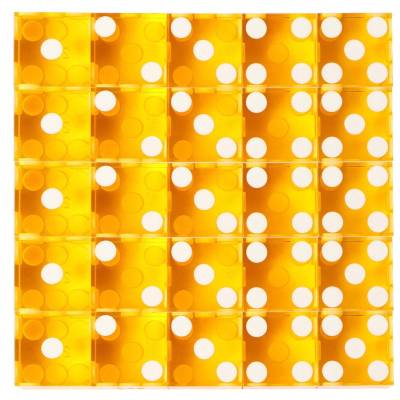CLEARANCE 5 Sets Yellow 19mm Precision Razor Edge Serialized Craps Dice Total 25 PCS
