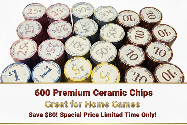Low Stakes Casino Valentino Ceramic 600 Poker Chips Special Price