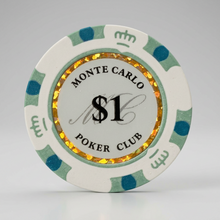 $1 One Dollar White Blue Monte Carlo Smooth 14 Gram Poker Chips