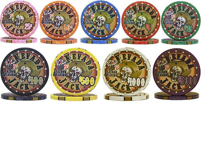100 Nevada Jack Skulls Ceramic Poker Chips