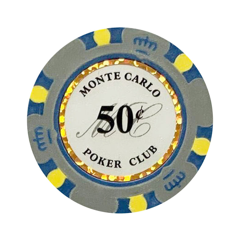 50 Cents Monte Carlo Smooth 14 Gram Poker Chips