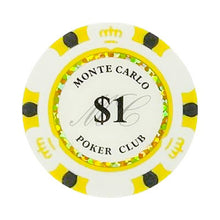 $1 One Dollar White Gold Monte Carlo Smooth 14 Gram Poker Chips