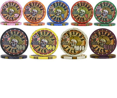 200 Nevada Jack Skulls Ceramic Poker Chips