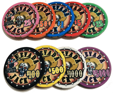 200 Nevada Jack Skulls Ceramic Poker Chips