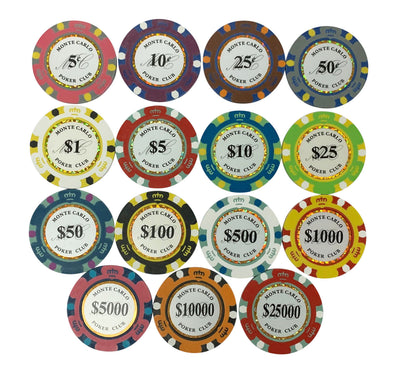 $1 One Dollar White Gold Monte Carlo Smooth 14 Gram Poker Chips