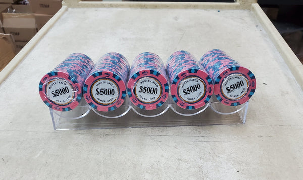 $5000 Five Thousand Dollar Monte Carlo Smooth 14 Gram Poker Chips