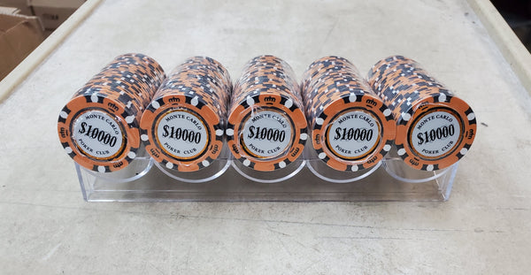 $10000 Ten Thousand Dollar Monte Carlo Smooth 14 Gram Poker Chips