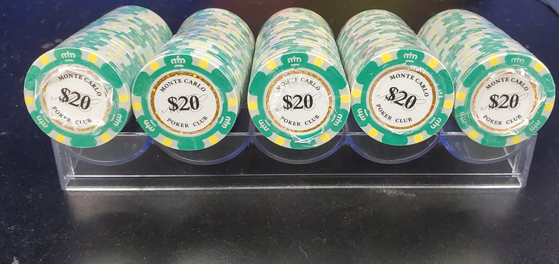 $20 Twenty Dollar Monte Carlo Smooth 14 Gram Poker Chips