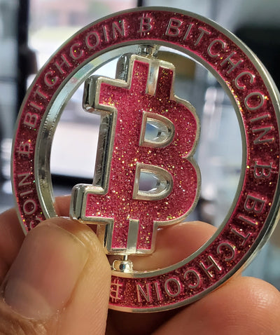 Bitcoin BITCHCOIN Spinner Sparkle Pink Poker Card Guard
