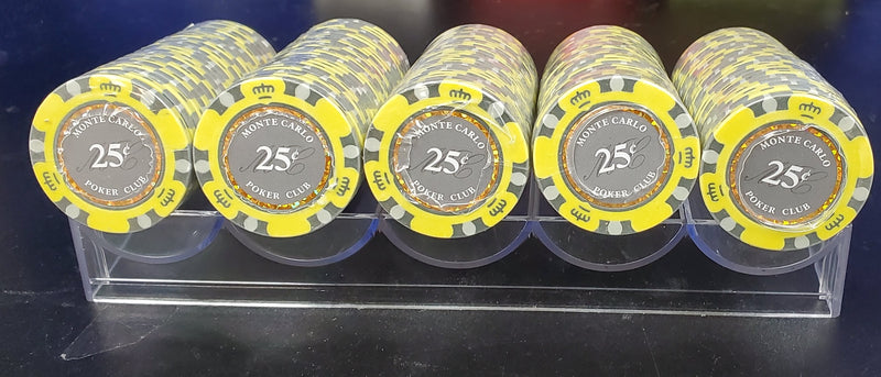 25 Cents Smoked Monte Carlo Smooth 14 Gram Poker Chips