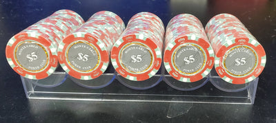 $5 Five Dollar Smoked Monte Carlo Smooth 14 Gram Poker Chips