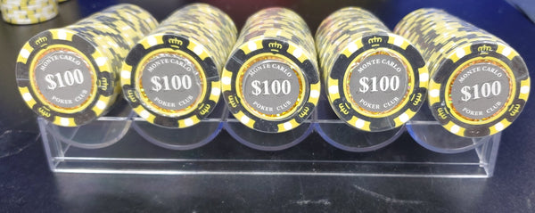 $100 One Hundred Dollar Smoked Monte Carlo Smooth 14 Gram Poker Chips