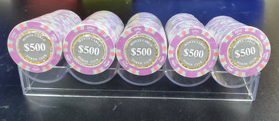 $500 Five Hundred Dollar Smoked Monte Carlo Smooth 14 Gram Poker Chips