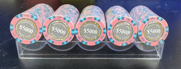 $5000 Five Thousand Dollar Smoked Monte Carlo Smooth 14 Gram Poker Chips