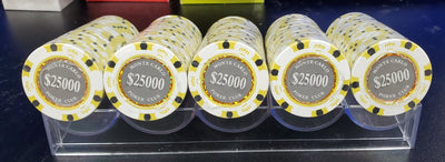 $25000 Twenty-Five Thousand Dollar Smoked Monte Carlo Smooth 14 Gram Poker Chips