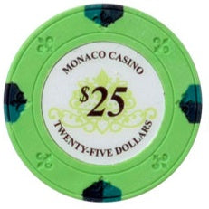 CLEARANCE $25 Green Lucky Monaco Casino 13.5 Gram 500 Poker Chips