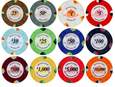 CLEARANCE $25 Green Lucky Monaco Casino 13.5 Gram 500 Poker Chips